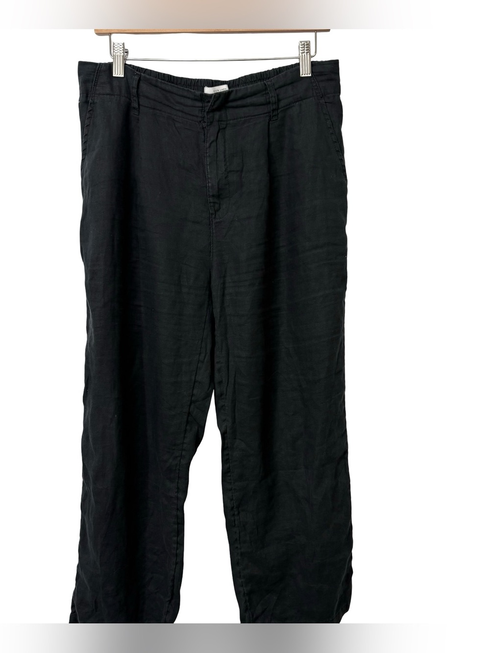 H by Halston Black Linen Cropped Pants Size Medium